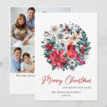 ホリーベリー（鳥）ショウジョウコウカンチョウクリスマス3 PHOTO Greeting