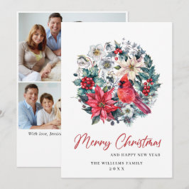 ホリーベリー（鳥）ショウジョウコウカンチョウクリスマス3 PHOTO Greeting シーズンカード