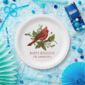 ホリーベリー(鳥)ショウジョウコウカンチョウホリデーモノグラムミスタントー ペーパープレート (パーティー)