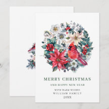 ホリーベリー（鳥）ショウジョウコウカンチョウポインセティアクリスマスグリーティング