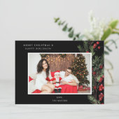 ホリーベリーHフォトホリデーまたはクリスマス – ブラック (スタンド正面)