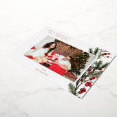 ホリーベリーHフォトホリデーまたはクリスマス 箔招待状 (回転した状態)