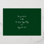 ホリーベリーHフォトホリデーまたはクリスマス – 緑 箔招待状 (裏面)