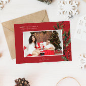 ホリーベリーHフォトホリデーまたはクリスマス – 赤