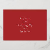 ホリーベリーHフォトホリデーまたはクリスマス – 赤 箔招待状 (裏面)