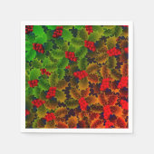 ホリーベリ白熱［赤熱］光を放つーの葉の冬の赤い緑の暖炉 スタンダードカクテルナプキン (正面)