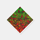 ホリーベリ白熱［赤熱］光を放つーの葉の冬の赤い緑の暖炉 スタンダードカクテルナプキン (角)