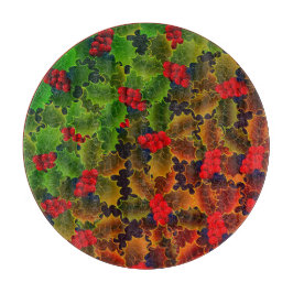 ホリーベリ葉ーと白熱［赤熱］光を放つ冬場 カッティングボード