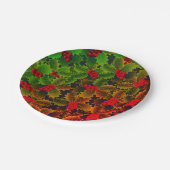 ホリーベリ離れと白熱［赤熱］光を放つ冬赤 ペーパープレート (アングル)