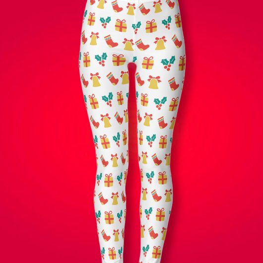 ホリーベル ストッキング 赤 白 緑 金のクリスマス レギンス