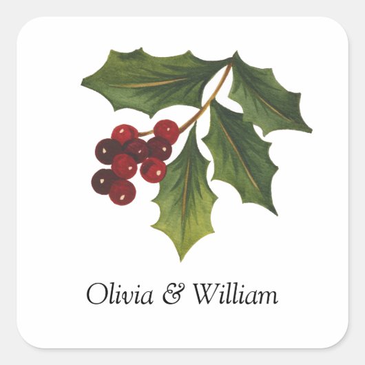 ホリーホリデイ結婚式用シール スクエアシール (正面)