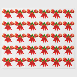 ホリーホワイトラッピング付きレッドボウ紙 ラッピングペーパー