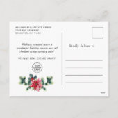 ホリーポインセチアリース企業のクリスマス シーズンポストカード (裏面)
