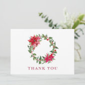 ホリーポインセティアクリスマス企業のリース サンキューカード (スタンド正面)