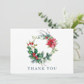 ホリーポインセティアクリスマス企業のリース サンキューカード (スタンド正面)