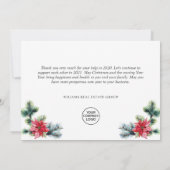 ホリーポインセティアクリスマス企業のリース サンキューカード (裏面)