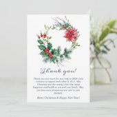ホリーポインセティアクリスマス企業のリース サンキューカード (スタンド正面)