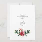 ホリーポインセティアクリスマス企業のリース サンキューカード (裏面)