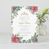 ホリーポインセティアス金ゴールドプリンセスティアラスウィート16 招待状 (スタンド正面)