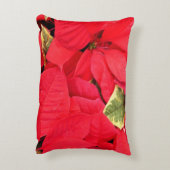 ホリーポイントポインセティアスクリスマスホリデーフローラ アクセントクッション (裏面(縦))