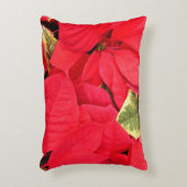 ホリーポイントポインセティアスクリスマスホリデーフローラ アクセントクッション (正面(垂直))