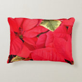 ホリーポイントポインセティアスクリスマスホリデーフローラ アクセントクッション (裏面)