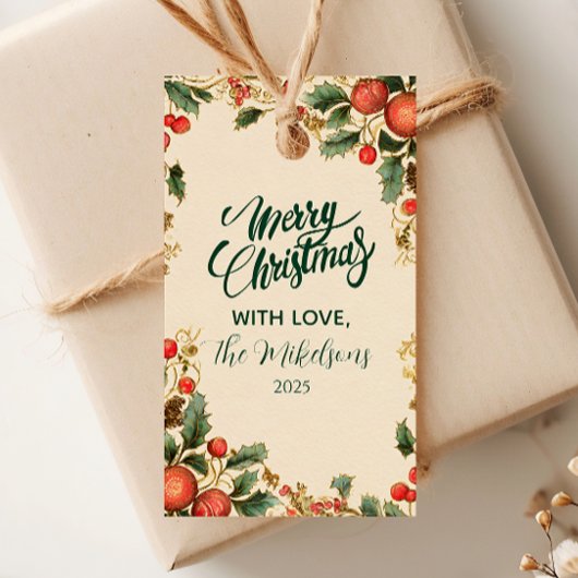 ホリーポメ素朴グラナートクリスマスパーティー ギフトタグ