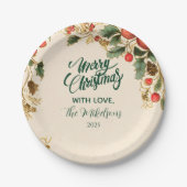 ホリーポメ素朴グラナートクリスマスパーティー ペーパープレート (正面)