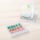 ホリーマすてきマ – おもしろいホリデーデザイン ガラスコースター (アングル)