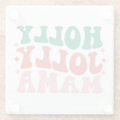 ホリーマすてきマ – おもしろいホリデーデザイン ガラスコースター (裏面)