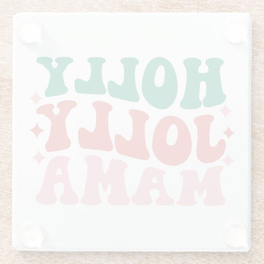 ホリーマすてきマ – おもしろいホリデーデザイン ガラスコースター (裏面)