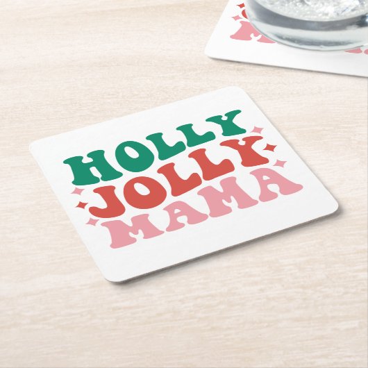 ホリーマすてきマ – おもしろいホリデーデザイン スクエアペーパーコースター (アングル)
