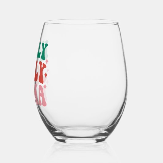 ホリーマすてきマ – おもしろいホリデーデザイン ステムなしワイングラス (左)