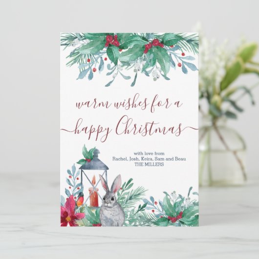 ホリーミストレのウサギとランタンハッピークリスマス シーズンカード (スタンド正面)