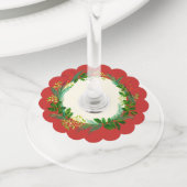 ホリーミストレトークリスマスリースグリーンレッドカラー ワイングラスタグ (クローズアップ)