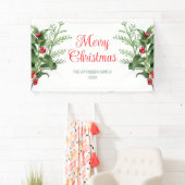 ホリーミニマルベリーの枝メリークリスマス 横断幕 (インサイチュ)