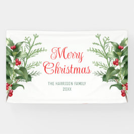 ホリーミニマルベリーの枝メリークリスマス 横断幕