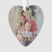 ホリーメリークリスマスウォーター色の金ゴールド家族の写真 オーナメント (正面)