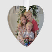 ホリーメリークリスマスウォーター色の金ゴールド家族の写真 オーナメント (正面)