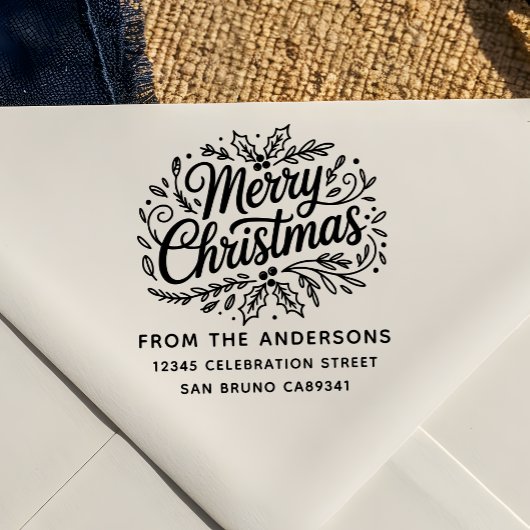 ホリーメリークリスマスファミリーネーム差出人住所 セルフインキングスタンプ