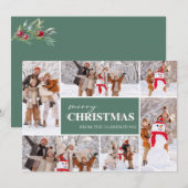ホリーメリークリスマスフォトコラージフォトカード シーズンカード (正面/裏面)