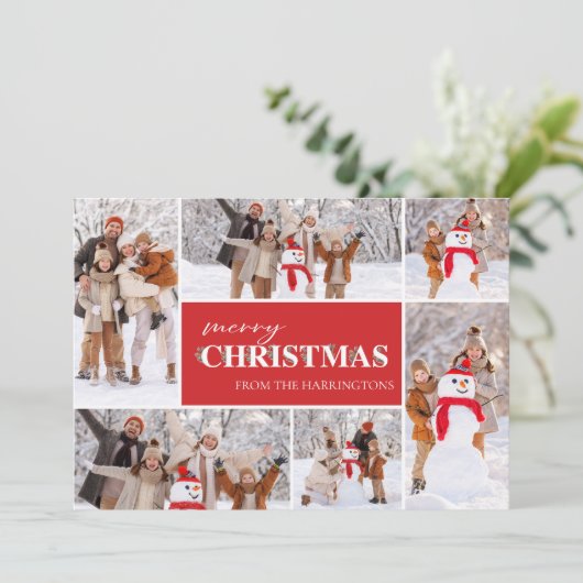 ホリーメリークリスマスフォトコラージフォトカード シーズンカード (スタンド正面)