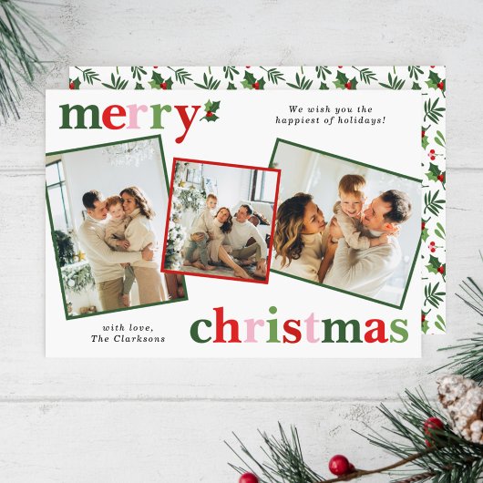 ホリーメリークリスマスブライトおもしろいファミリー シーズンカード