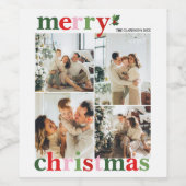 ホリーメリークリスマスブライトおもしろいファミリー ワインラベル (シングルラベル)