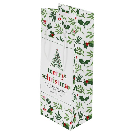 ホリーメリークリスマスブライトおもしろい ワインギフトバッグ (正面アングル)