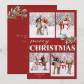 ホリーメリークリスマスホリデーフォトカード シーズンカード (正面/裏面)
