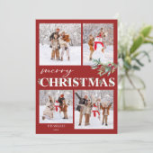 ホリーメリークリスマスホリデーフォトカード シーズンカード (スタンド正面)