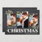 ホリーメリークリスマスホリデーフォトコラージュ シーズンカード (正面/裏面)