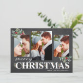 ホリーメリークリスマスホリデーフォトコラージュ シーズンカード (スタンド正面)