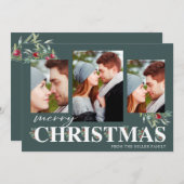 ホリーメリークリスマスホリデーフォトコラージュ シーズンカード (正面/裏面)